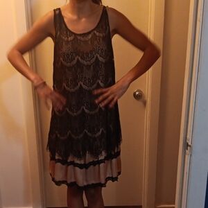 FOSSIL Black Lace Overlay Dress